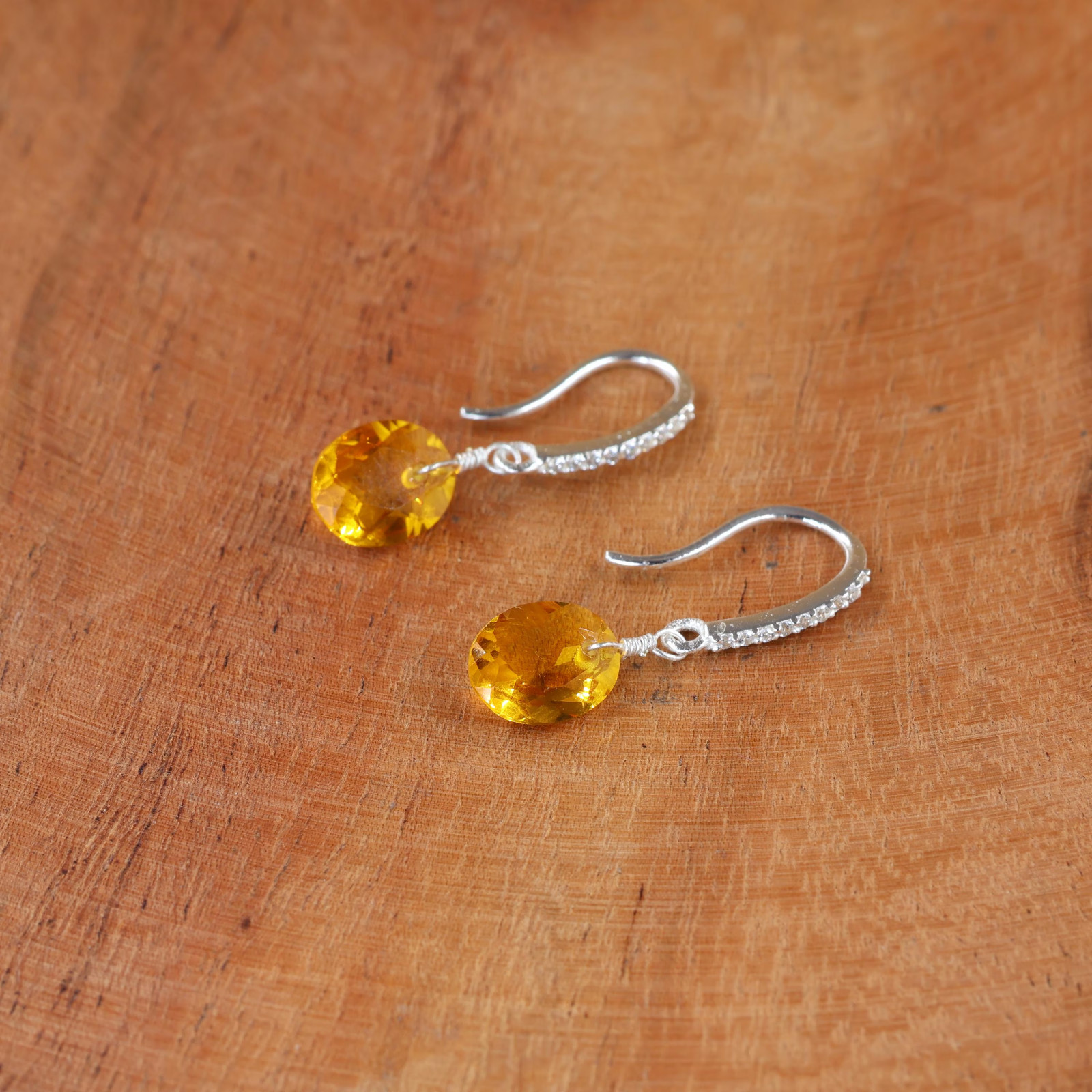 925 Silver Citrine Earrings, Elegant Drop Earrings, Everyday Jewelry for Women