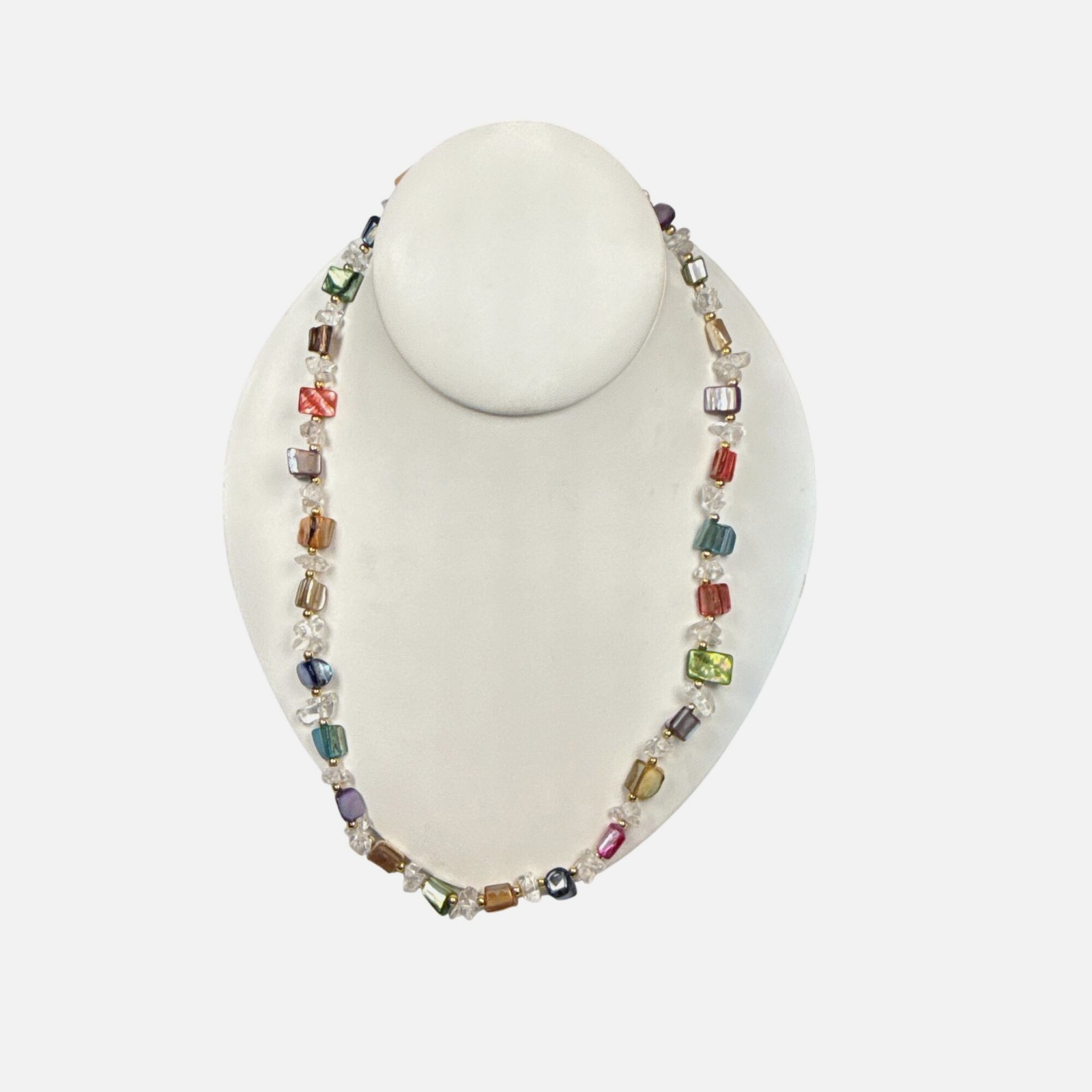 Multicolor Stone Beaded Necklace Barrel Clasp Gemstone Jewelry Bohemian