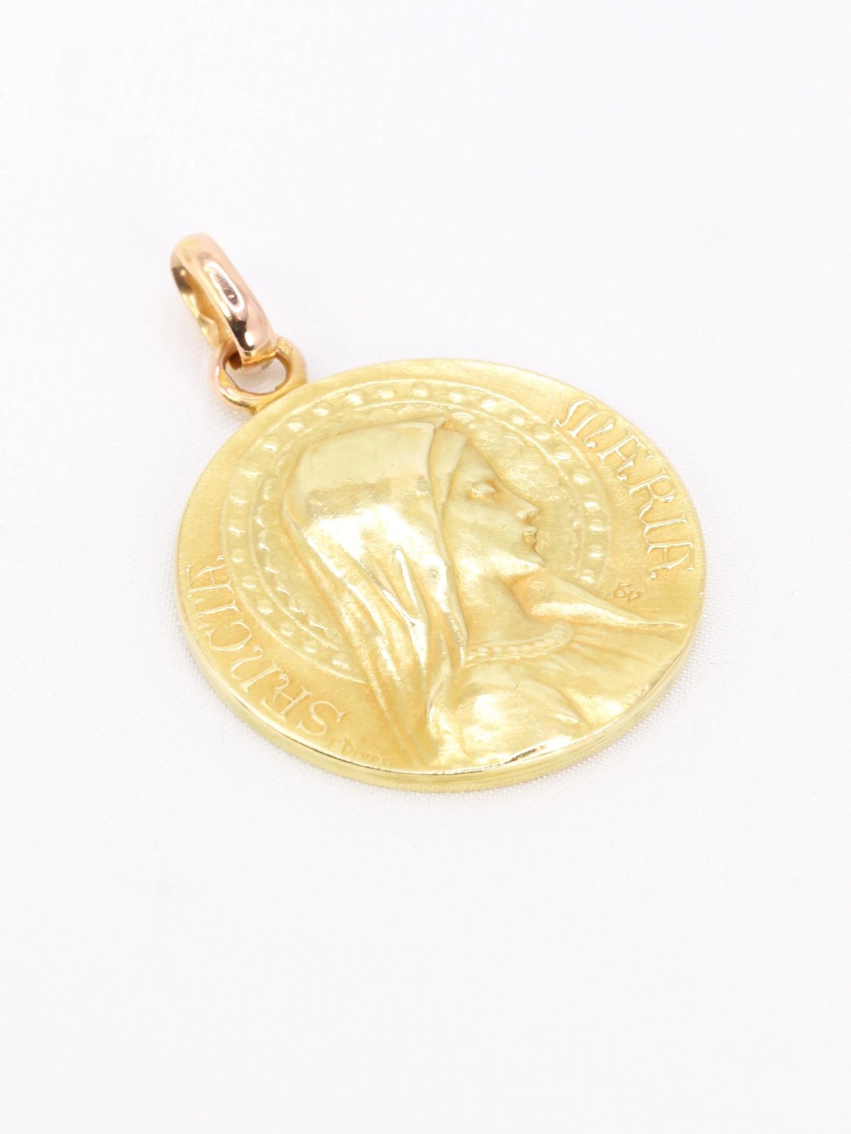 DROPSY Art Nouveau Sancta Maria medal in yellow gold