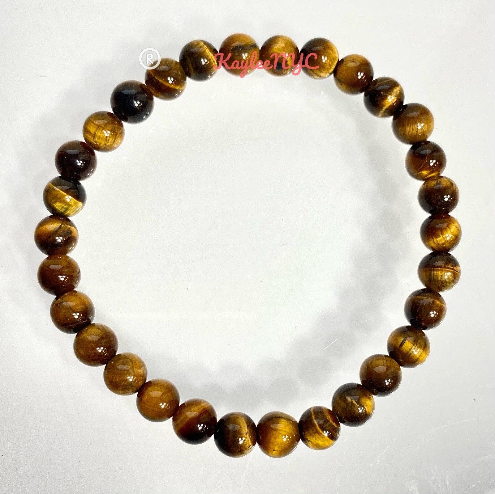 Wholesale Lot 6 Pcs Tigers Eye 6mm 7.5” Crystal Healing Stretch Bracelet