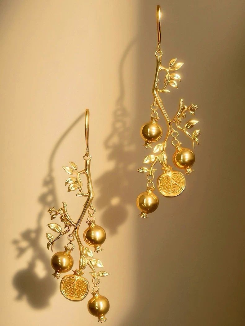 Gold plated pomegranate drop earrings chinese style new chinese fashion 1 pair-