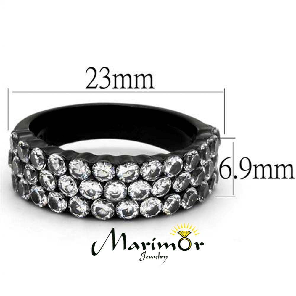 2.4 Ct Zirconia Stainless Steel Black Ion Plated Fashion Ring Women’s Sz 5-10