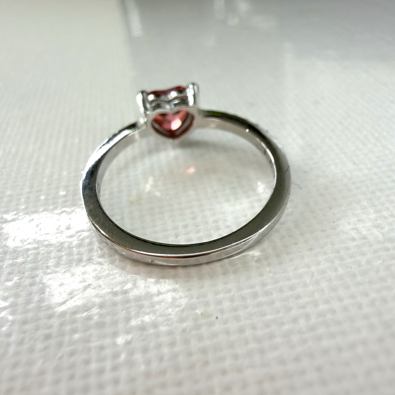 SWAROVSKI Dark Pink Heart Ring Crystal Silver Rhodium Plated Size 52 UK L In Box