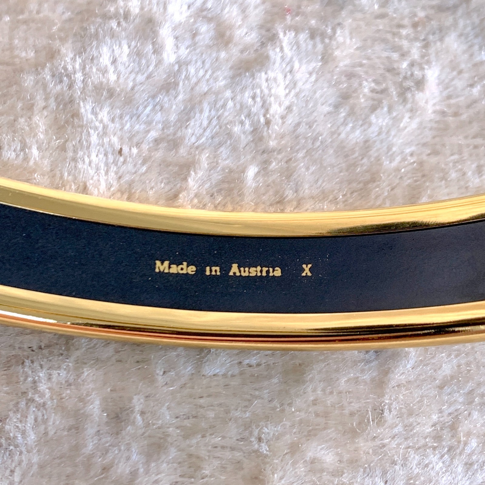 Vintage Hermes Bangle Bracelet Black Red Enamel Gold Rim Size 70 with Box