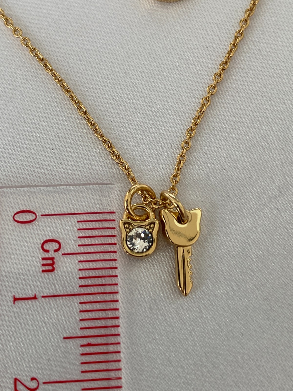 Karl Lagerfeld Mini Choupette Lock & Key Charm Necklace w/Crystal from Swarovski