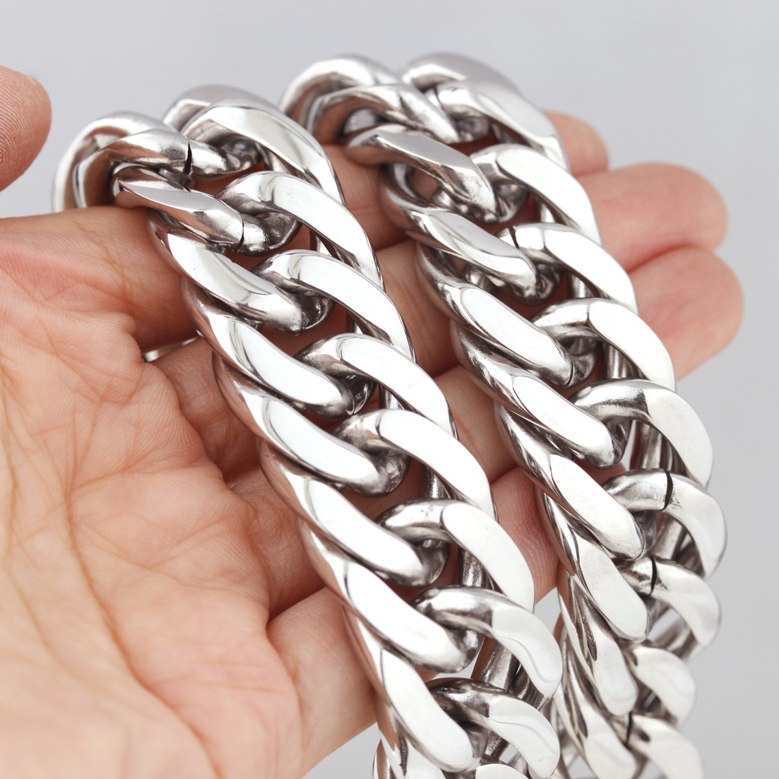 7-40″23mm Huge Heavy Silver 316L Stainless Steel Curb Cuban Chain Men’s Necklace