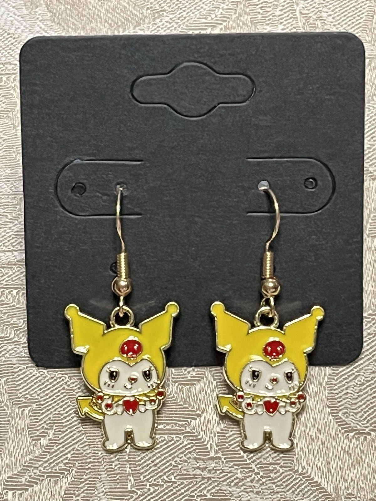 Kuromi Heart Love Cupid Gold Charm Drop Dangle Fun Boho Hello Kitty Earrings