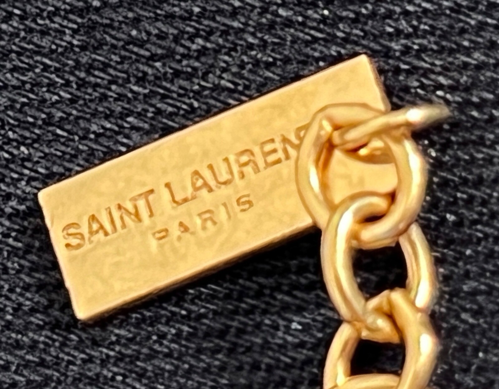 NIB Saint Laurent YSL LOVE Charm Antique Gold Brass Pendant Chain Necklace $650