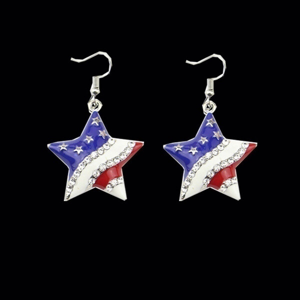 United States of America Star Earrings, Fourth, 4th of July, American Flag, USA