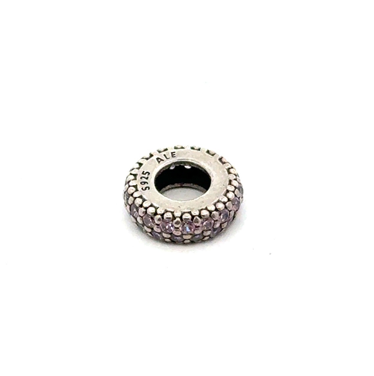 Pandora ALE 925 Sterling Silver Pink CZ Pavé Stone Spacer Charm, 1.0g