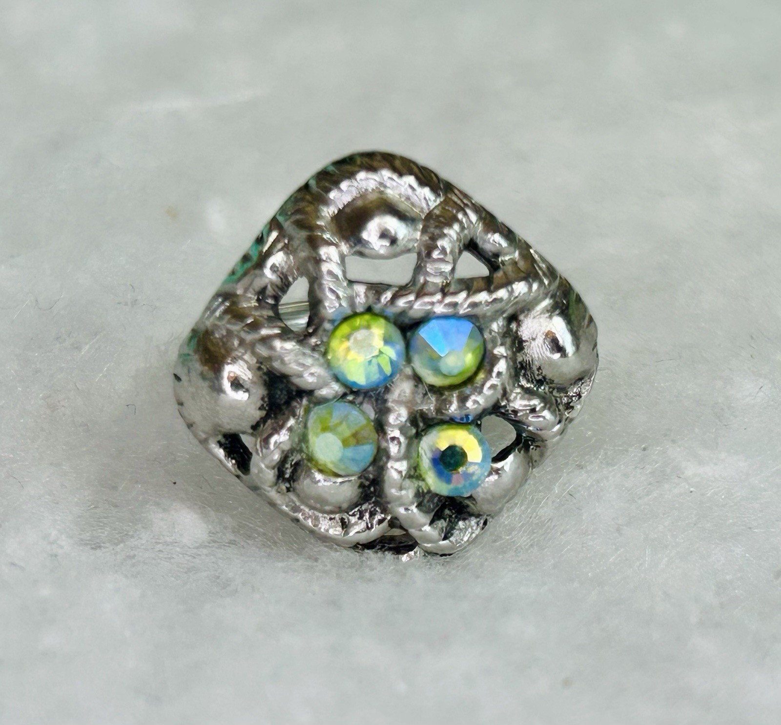 Vintage Avon Aurora Borealis Rhinestone Ring (c. 1970s–1980s)