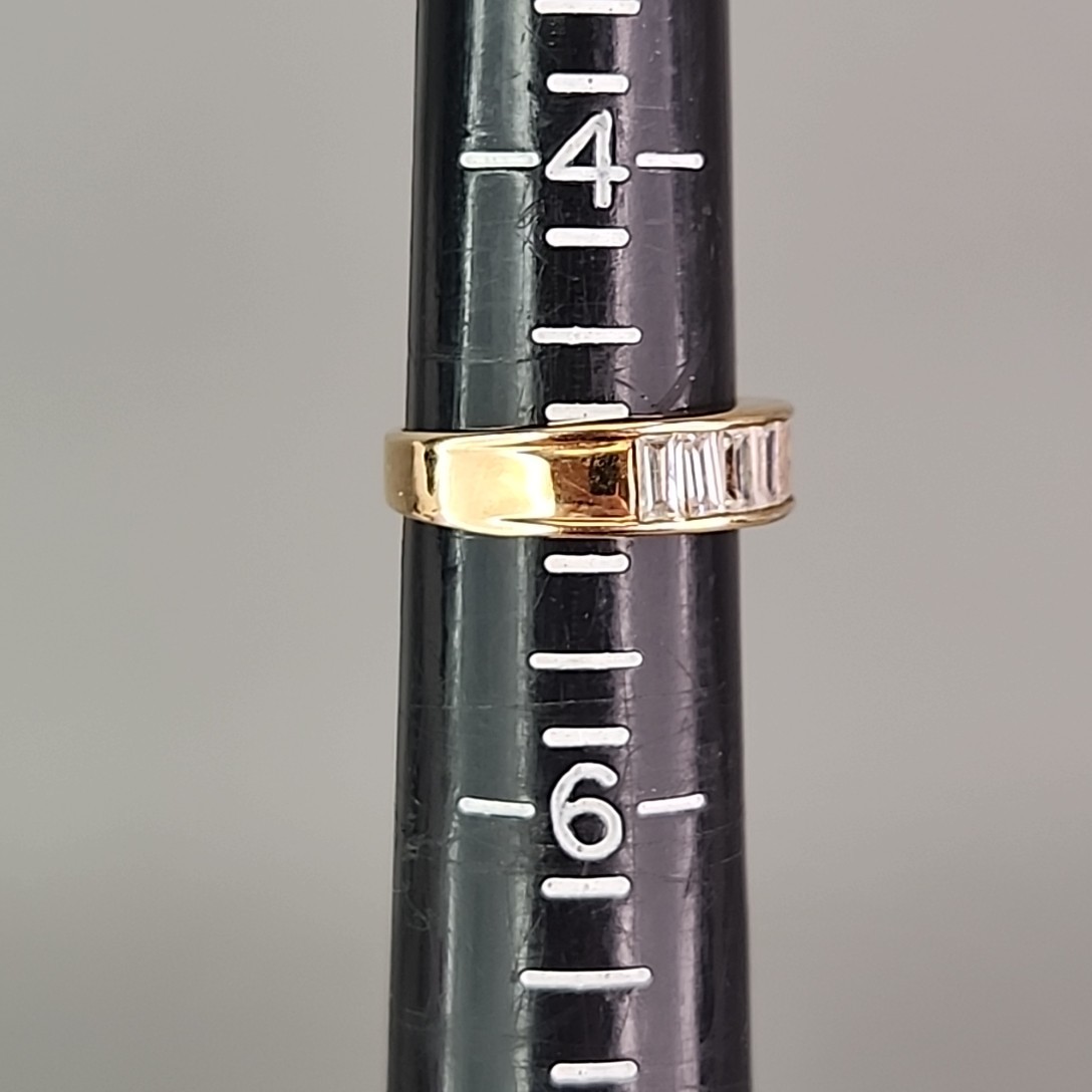 Rhinestone Baguette Ring Clear Gold Tone Small 5