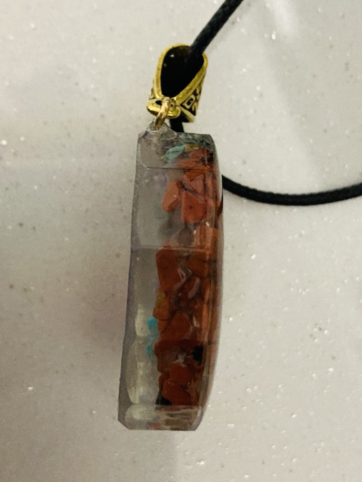 Metatrons Cube Chakra Round Amulet Natural Stones Resin Brass Bail