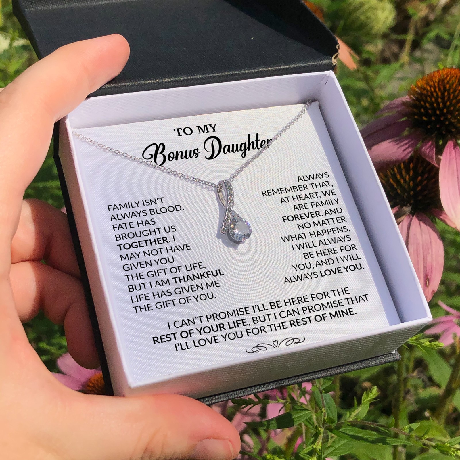 To My Bonus Daughter Necklace, Gift for Bonus Daughter, Step Daughter Birthday