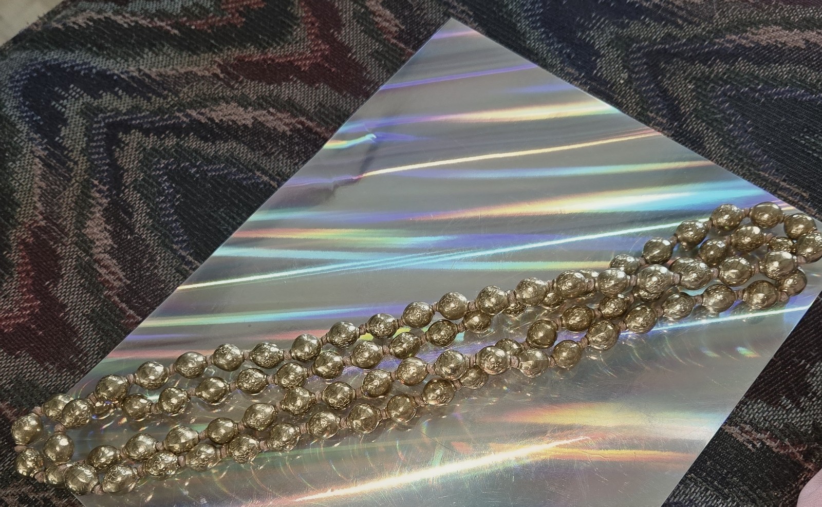 Gold Tone Metal Ball/Bead Chain Beaded Necklace 30″ Long, No Gemstones