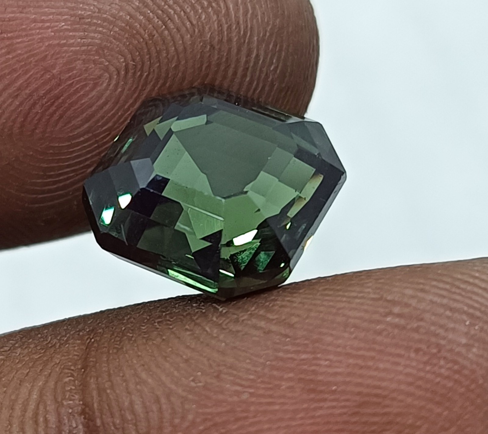 11.05 AAA Natural Greenish Brazilian Tourmaline Loose Gemstone asscher Cut
