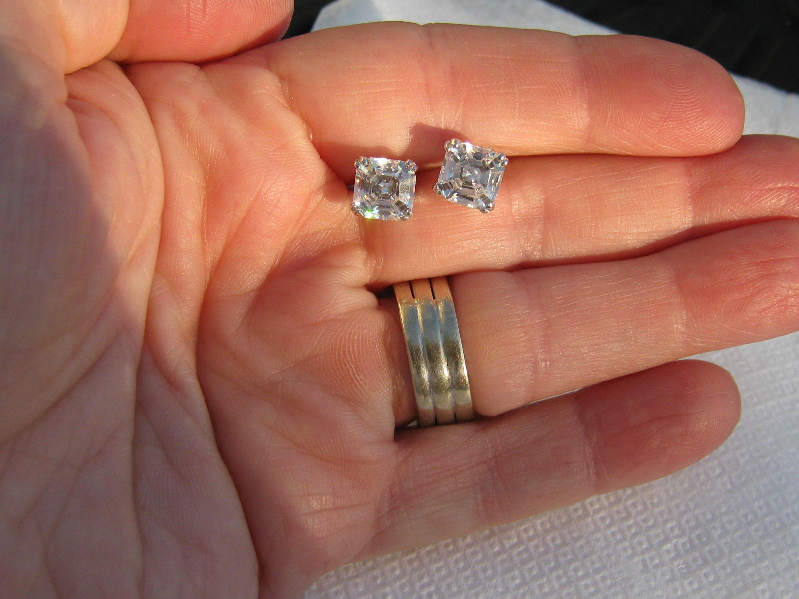 4 Ct Sterling Silver .925 Cubic Zirconia Asscher Cut Studs 7mm Square Princess