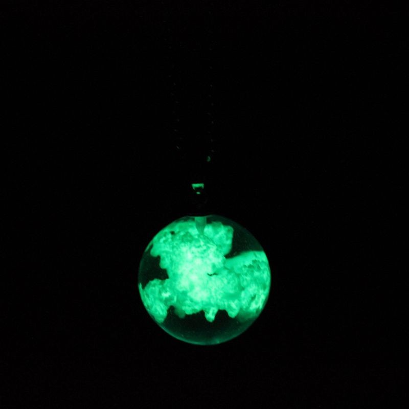 White Cloud Blue for Sky Necklace Jewelry Decor Luminous Glass Ball Pendant Neck