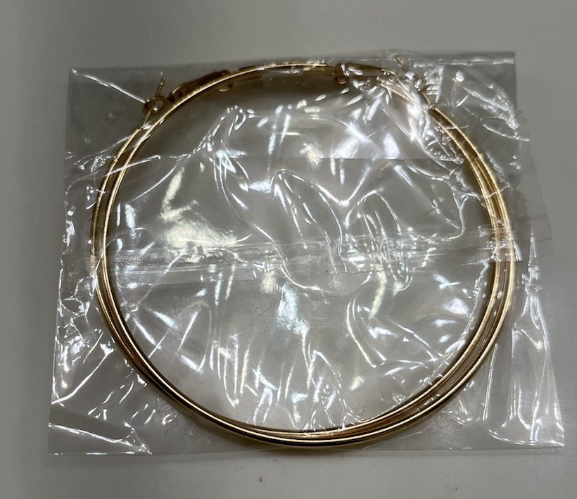 Earrings Large Wire Hoops “2-3/4″ Thin Wire GOLD-TONE Hoop Pierced NIP