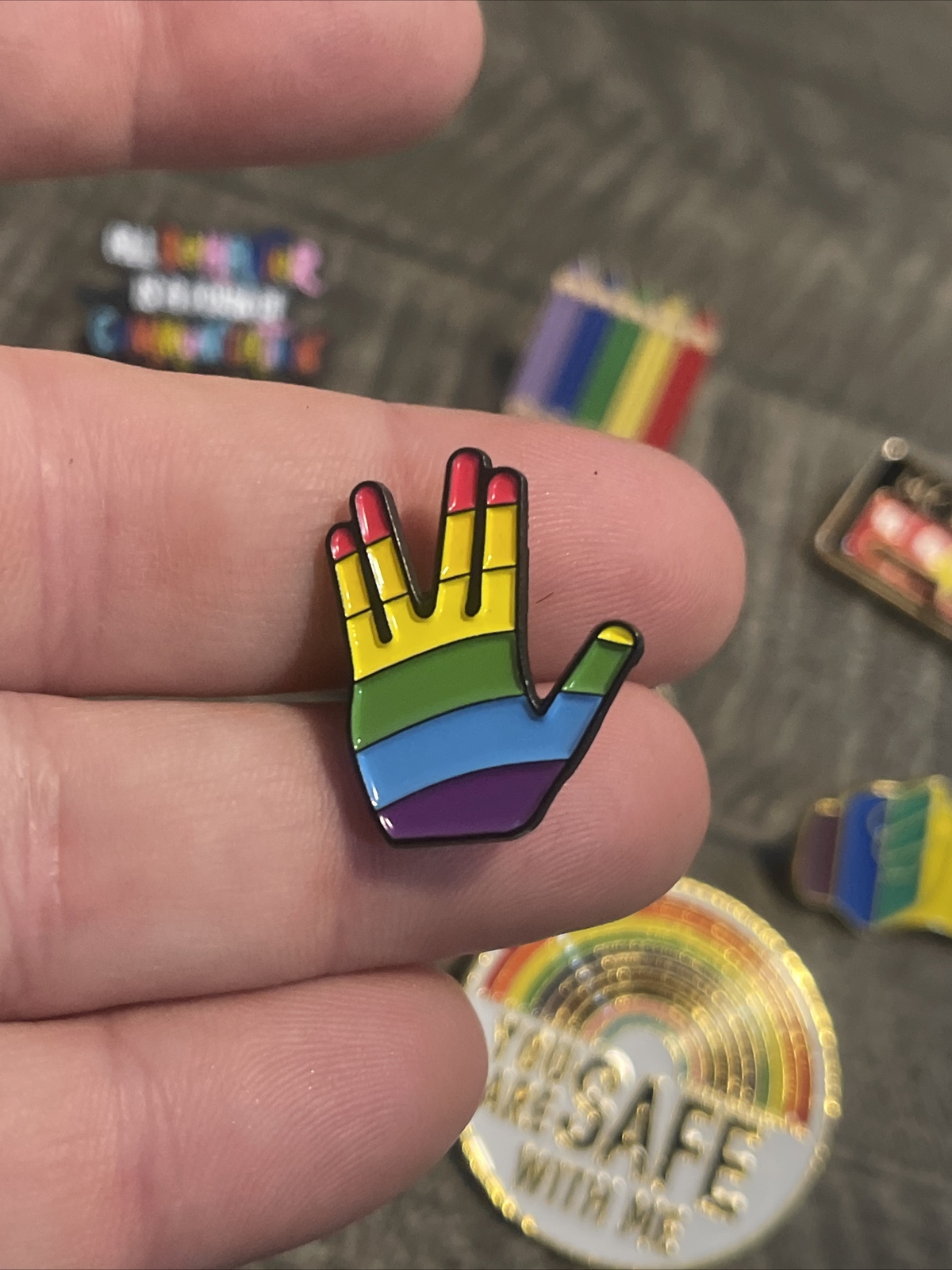 LGBTQ Pride Rainbow Enamel Pin Brooch Lot Of 9 Social Battery Safe Peace Social
