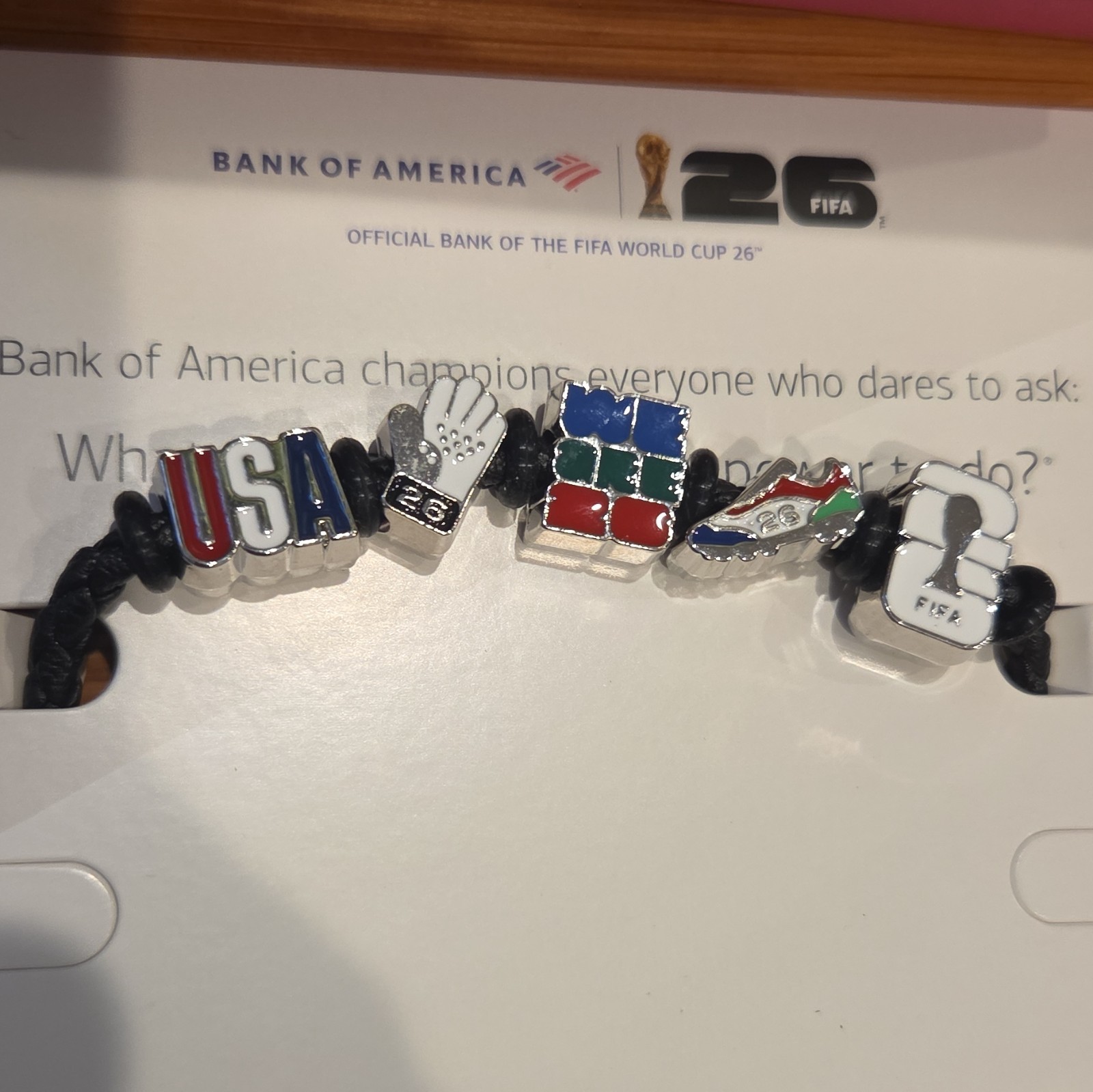 Official Bank of America FIFA World Cup 2026 Large Black Fan Charm Bracelet!