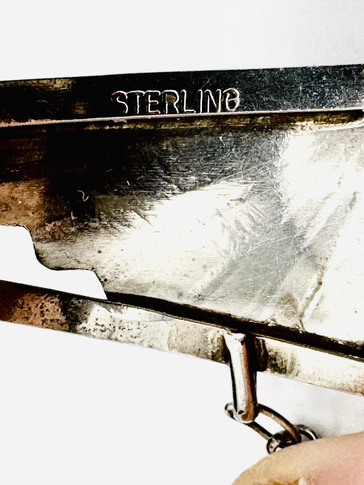 Navajo Native American sterling silver slave cuff;bracelet to hand chain to ring