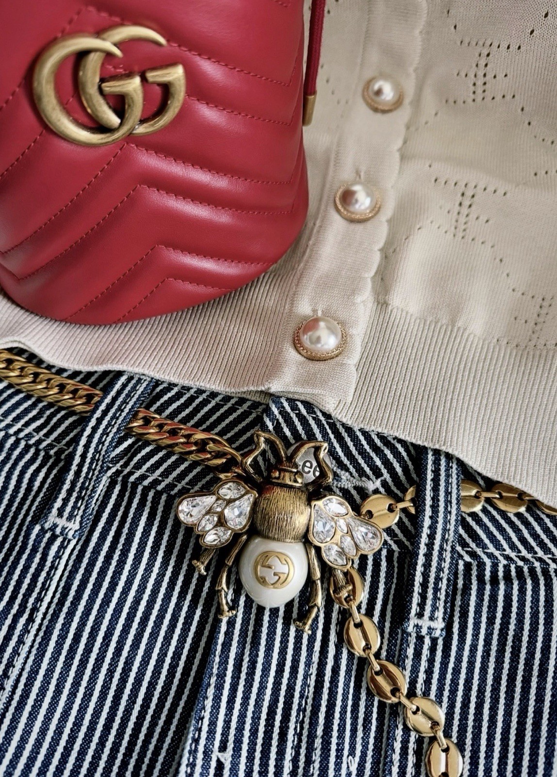 X~Large Repurposed *Rare*Gucci Bee 3~in~1 CONVERTIBLE Statement BELT/NECKLACE