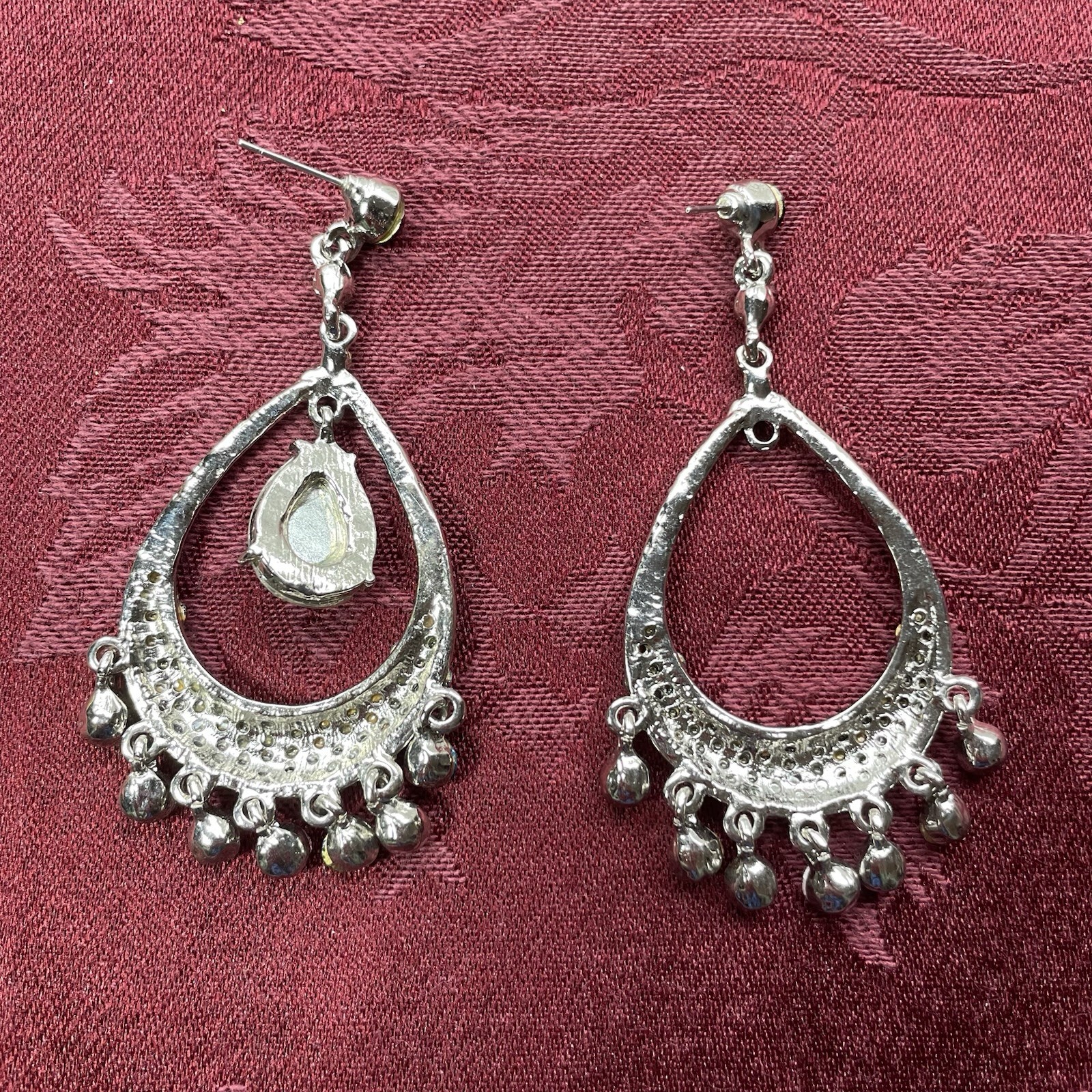 Crystal Drop Fuchsia Multicolor Rhinestones Earrings