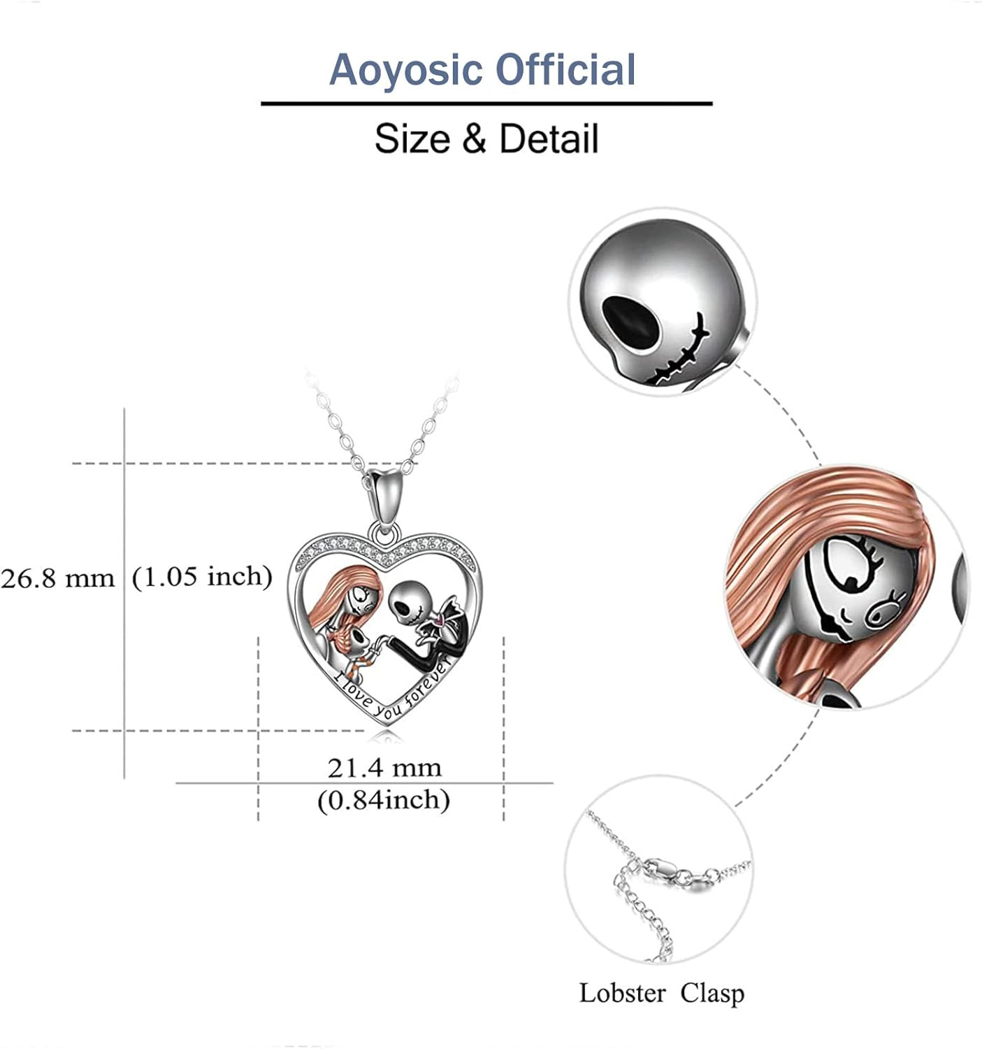 Nightmare Necklace Gifts Sterling Silver Jack Infinity Heart Family Pendant I Lo
