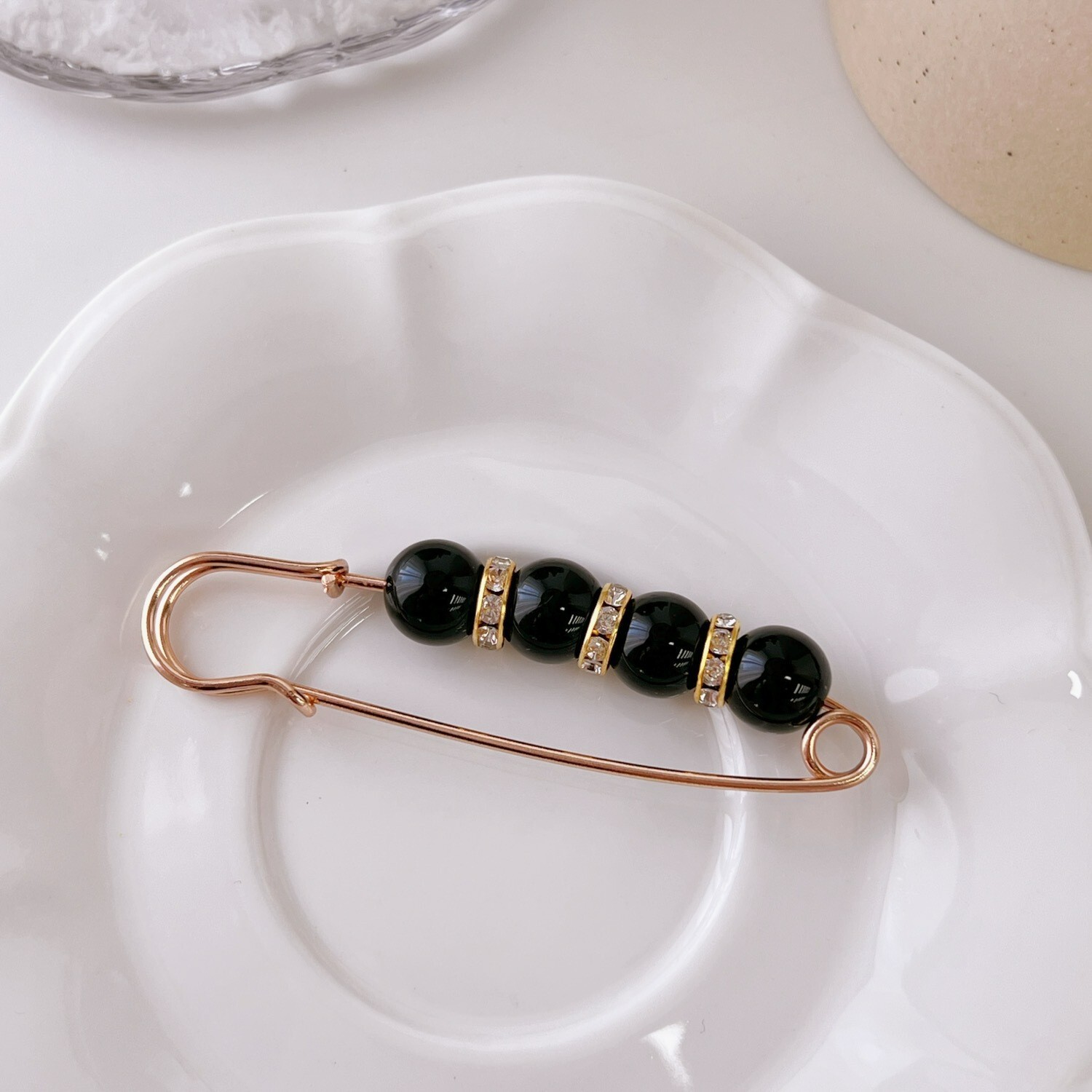 Black Beaded Brooch Accessory for Any Occasion Cute Pins Badges Backpacks Decor