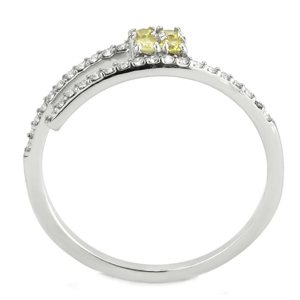 DA338 – No Plating Stainless Steel Ring with AAA Grade CZ in Topaz