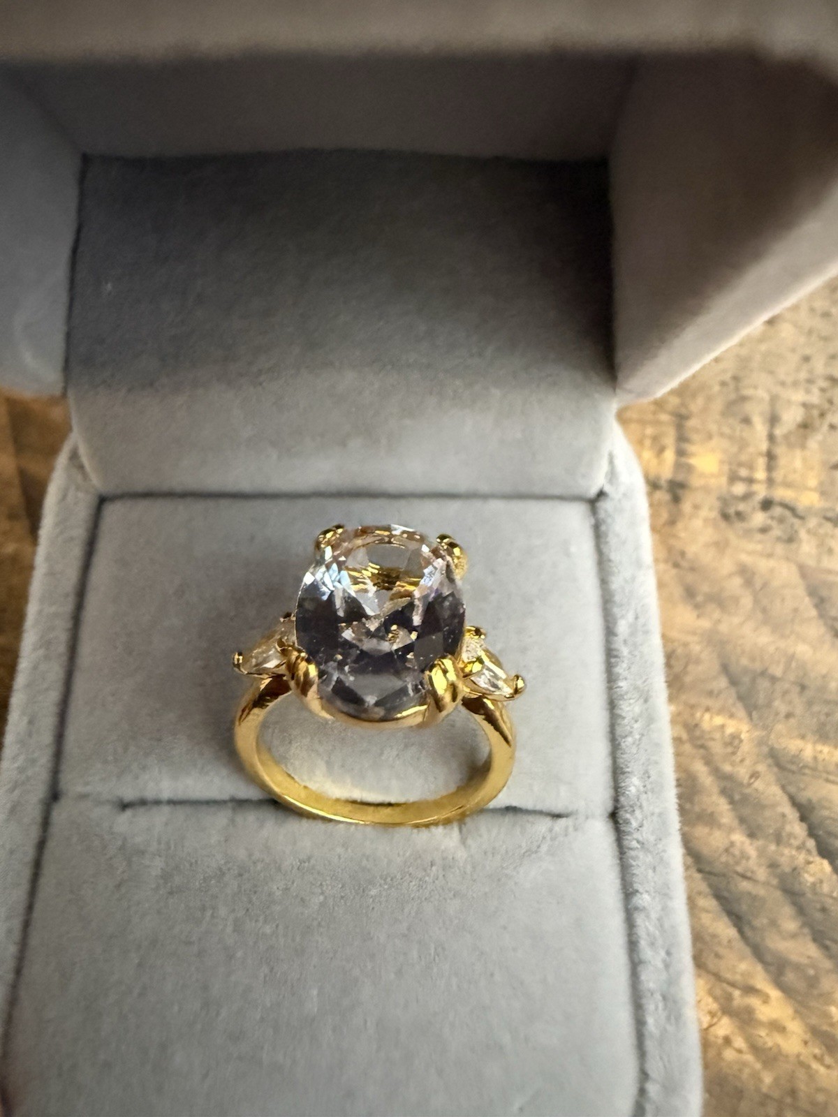 Size 6 Ring 10x14mm Oval Cubic Zirconia Large Solitaire Statement Ring Gift Box