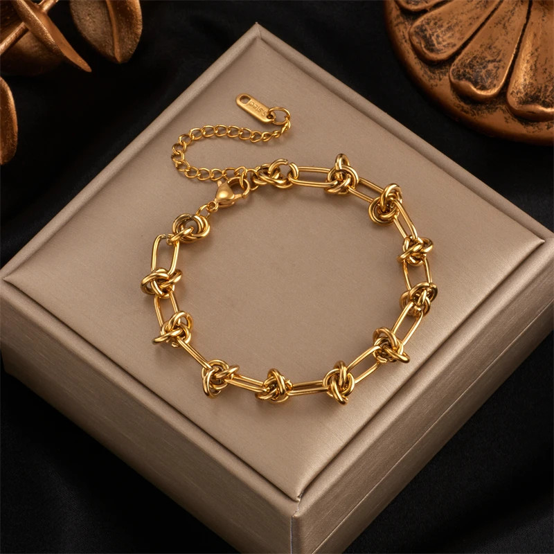 316L Stainless Steel Gold Silver Color Twist Womens Girl Jewelry Set