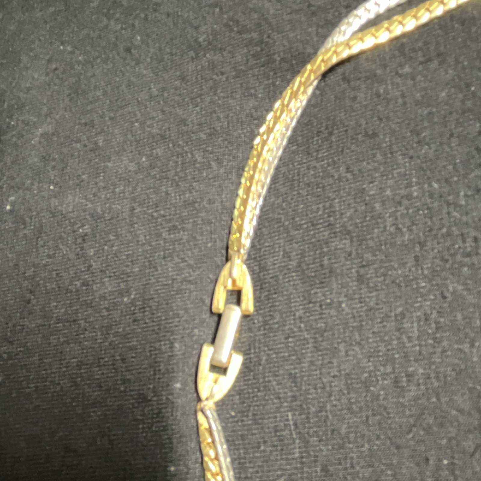 Vintage Avon Gold & Silver Bicolor Braided Chain Necklace, Box Clasp, 15 in