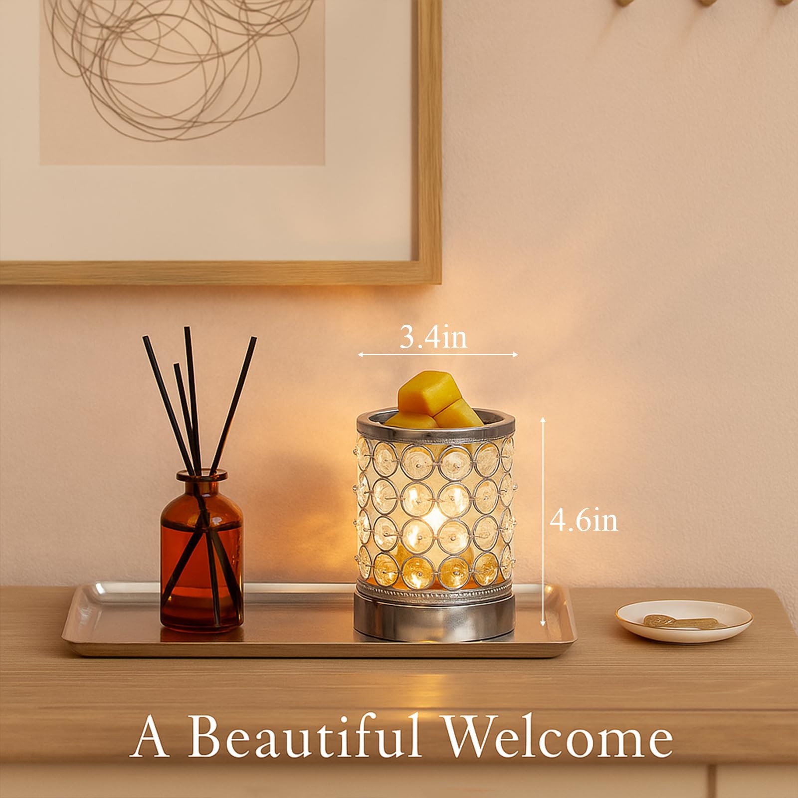 Leyoue Electric Crystal Wax Melt Warmer – Bulb Heating, Elegant Silver-03