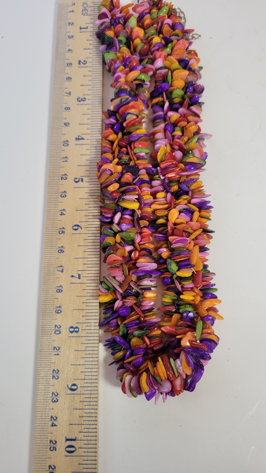Rainbow Beaded Chunky Chip Necklace 18 inch, 2.5 inch extender.