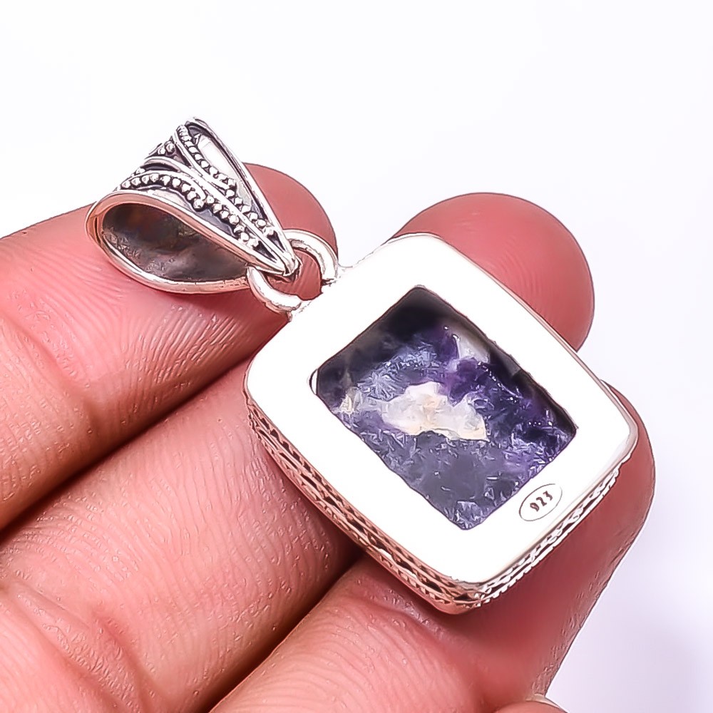 Natural Lepidolite Fine Art 925 Sterling Silver Pendant 1.56″ P8, Christmas Gift