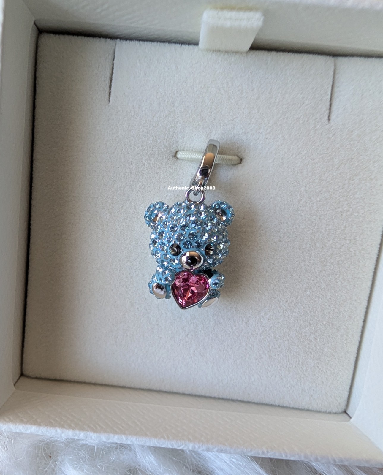 New 100% Authentic SWAROVSKI Blue Pave Teddy Bear Idyllia Charm Pendant 5750253
