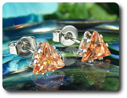 Earrings Orange Sapphire 0 3/32×0 1/4in Gold Plated White 18 K