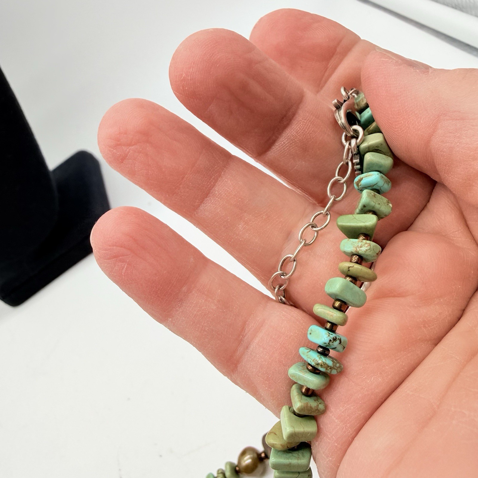 Silver Silpada 19” Howlite And Abalone Necklace Boho Artesian VERY Good Cond.
