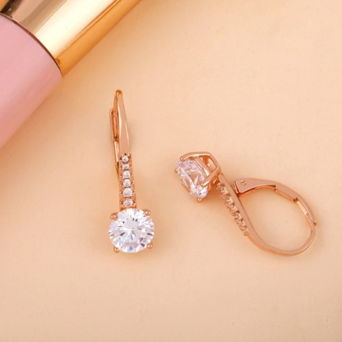 3Ct Round Cut Simulated Diamond Stunning Drop Earrings In 14K Rose Gold Plated