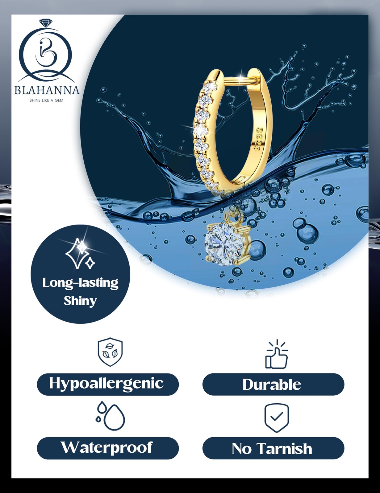 Moissanite Earrings, Sterling Silver Hoop Earring 1.0ct-2.0ct D Color Brillia…