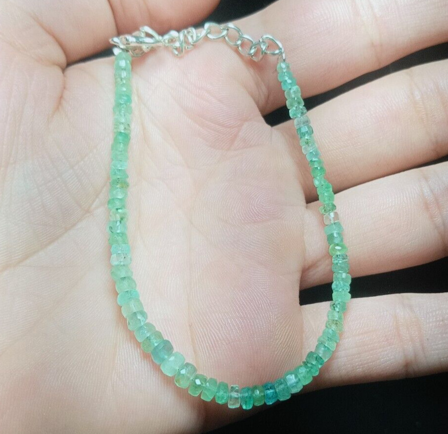Emerald Bracelet, Emerald Beads Jewelry Bracelet, Faceted Beads Bracelet