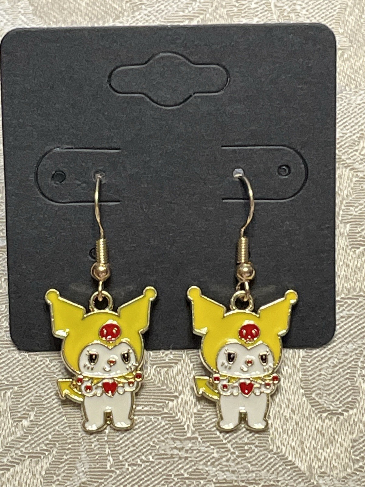 Kuromi Heart Love Cupid Gold Charm Drop Dangle Fun Boho Hello Kitty Earrings