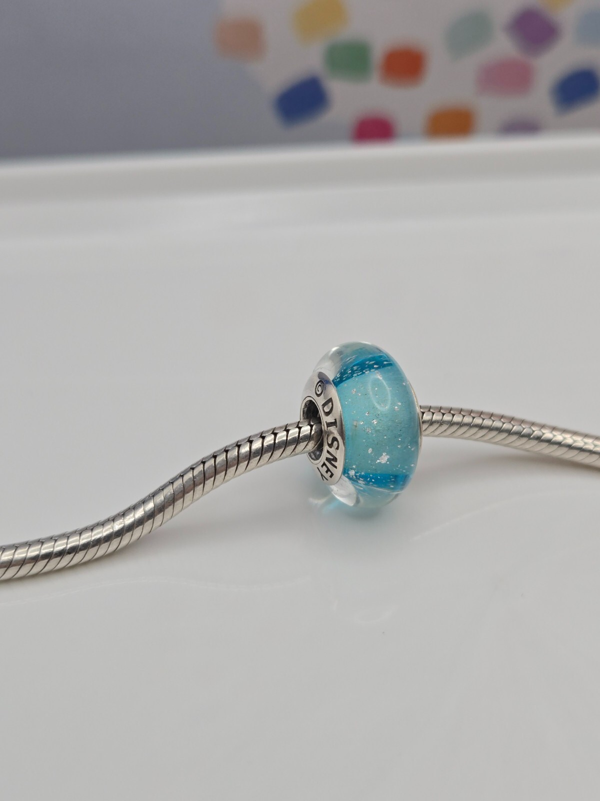 Authentic Pandora Disney Frozen Elsa’s Glass Silver Signature Murano Charm