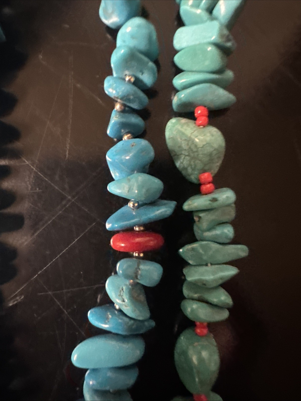 Block Turquoise Double Stained Necklace