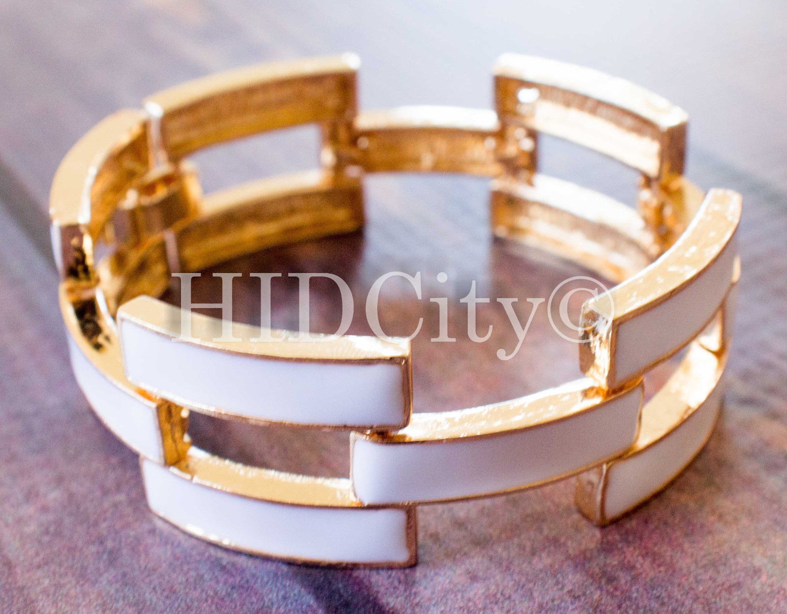 5 Colors Enamel Square Pave Chunky Link Crew Bracelet Mint Gold US Seller NEW