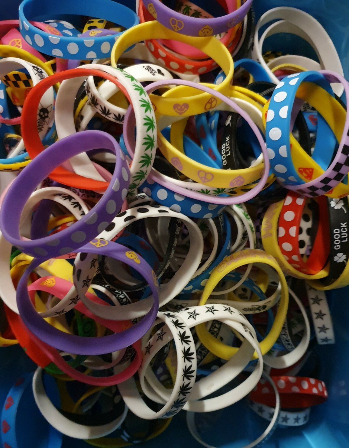 5x Unisex Adults Fashion Silicone Rubber Bands Bracelets Spotted Mixed Designs