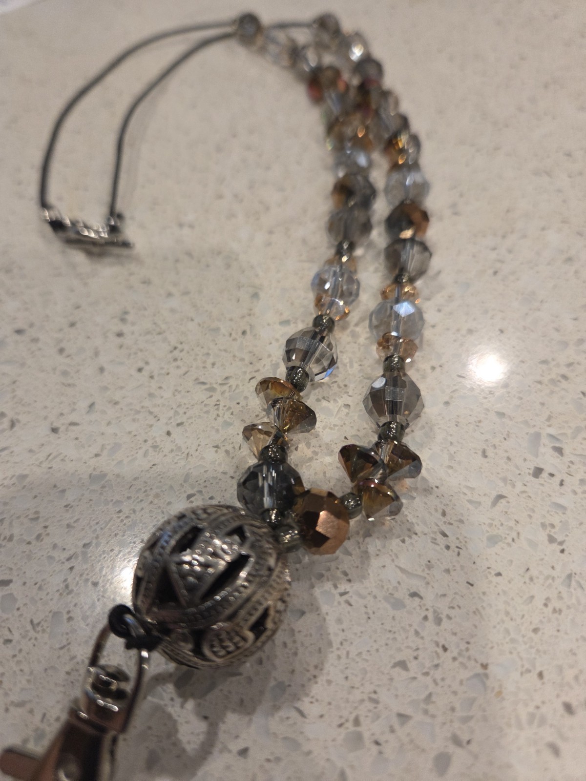 Chic Neutral Beaded Badge Lanyard