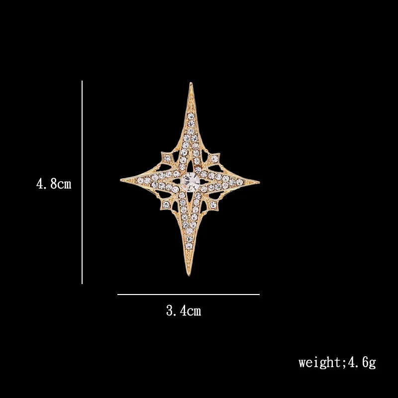 Rhinestone Star Brooch for Men Women – Crystal Lapel Pin Badge Gift